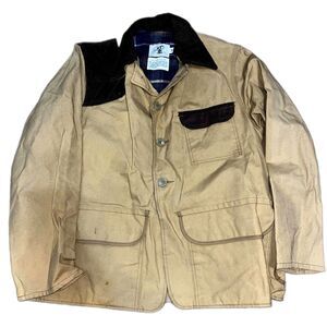 Black Sheep Vintage Hunting Western Chore Jacket Corduroy Trim Tan Brown size M